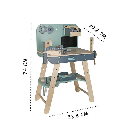 Resigilat: Banc de Lucru Multifunctional din Lemn pentru Copii Montessori Little Workbench cu Fierastrau, Cheie Fixa
