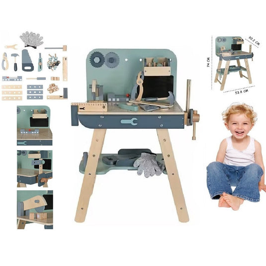 Resigilat: Banc de Lucru Multifunctional din Lemn pentru Copii Montessori Little Workbench cu Fierastrau, Cheie Fixa