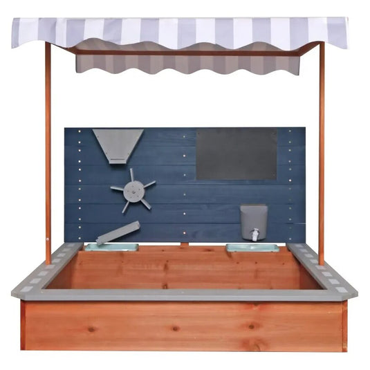 Resigilat: Centru de Joaca 3in1 Exterior WoodyPark™ Tip Piscina cu Nisip Activity Experience, Lemn Natural, Copertina