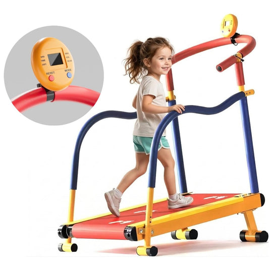 Banda de Alergare Copii MiniMotion™ Run, Sistem Auto-Propulsat, Ecran LED Viteza/Timp/Distanta, Ghidon Ergonomic cu Spuma SoftTouch, Platforma Antialunecare, Design Inclinat, Suprafata Protectie cu Model Interactiv, Capacitate 68Kg, MixPlay