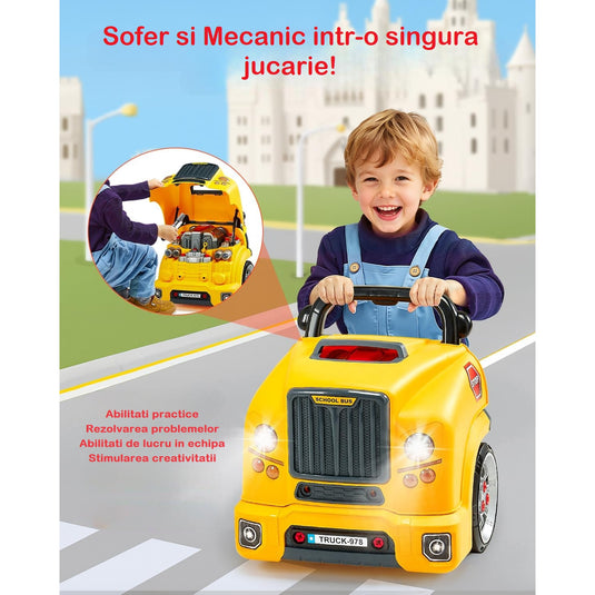 Motor de jucărie cu volan și kit de reparații, imaginea 3