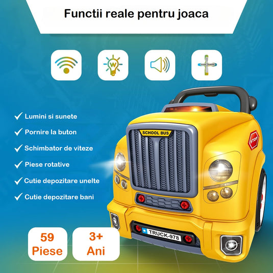 Motor de jucărie cu volan și kit de reparații, imaginea 6