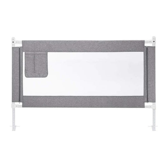 Bariera de Protectie pentru Pat KiddoLock™ 160 cm, Model Interconectabil, Culisanta, Inaltime Ajustabila 68-96 cm, Multi Compatibil, Plasa Respirabila, Margini Captusite, Mecanism Blocare, Husa Detasabila cu Fermoar, Buzunar Depozitare, Gri
