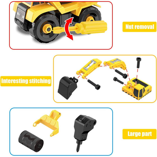 Set de mașinuțe de construcții demontabile, 6 vehicule cu șurubelniță și cutie, de la 3 ani
