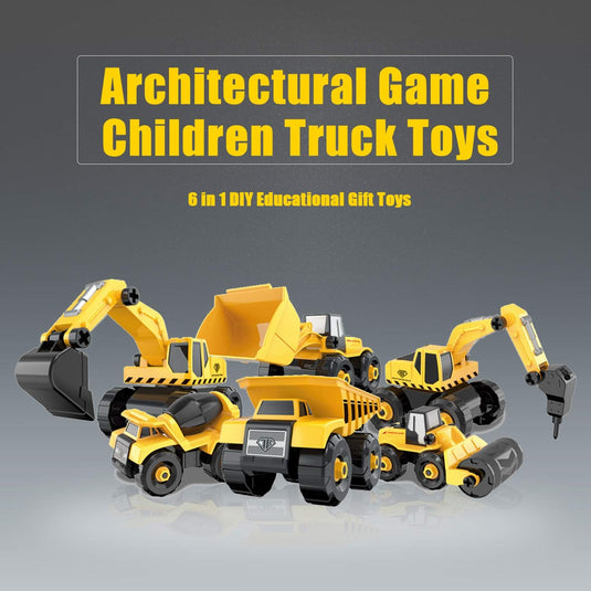 Set de mașinuțe de construcții demontabile, 6 vehicule cu șurubelniță și cutie, de la 3 ani