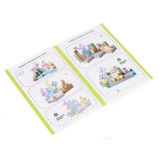 Set de Constructie SmartBlocks Indiggo@, Include 169 de Piese, Joc Educativ 3D pentru Copii, Constructii STEM, Blocuri Magnetice Rezistente, Cuburi Magnetice Colorate, Dezvoltare Creativitate si Gandire Logica, 3 Ani+, Blue Ocean