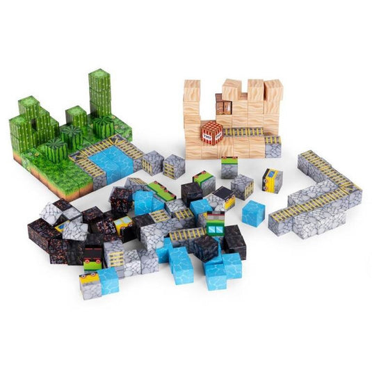 Set de Constructie SmartBlocks Indiggo@, Include 169 de Piese, Joc Educativ 3D pentru Copii, Constructii STEM, Blocuri Magnetice Rezistente, Cuburi Magnetice Colorate, Dezvoltare Creativitate si Gandire Logica, 3 Ani+, Blue Ocean