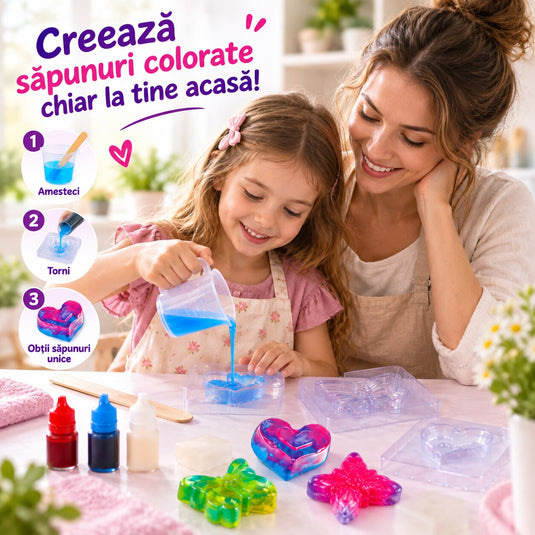 Kit Creativ STEM pentru Fabricarea Sapunurilor, indiggo, 2 Forme, Aroma de Lamaie, 8+ Ani