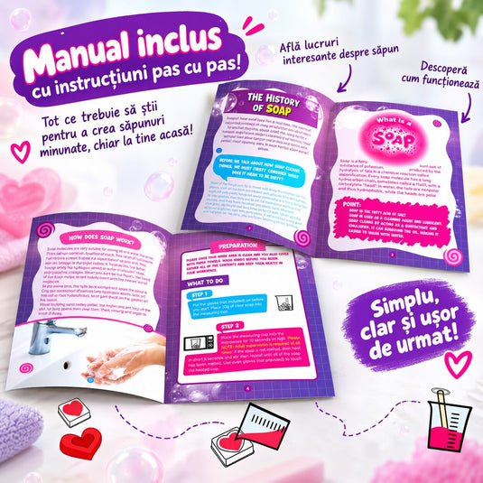 Kit Creativ STEM pentru Fabricarea Sapunurilor, indiggo, 2 Forme, Aroma de Lamaie, 8+ Ani