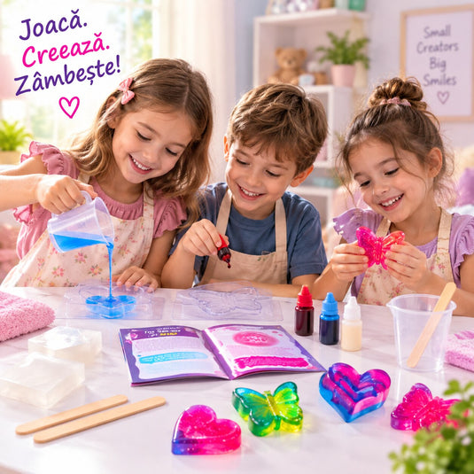 Kit Creativ STEM pentru Fabricarea Sapunurilor, indiggo, 2 Forme, Aroma de Lamaie, 8+ Ani