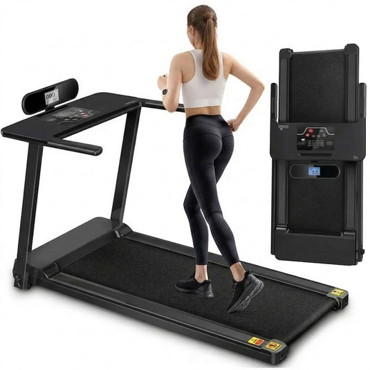 Mini Banda 2in1 Mers si Alergare Fynix™ M10 SlimFit Pro, Viteza 1-6 km/h, Inclinare Manuala, Ecran Digital FitTrack Timp, Viteza, Distanta si Calorii, Mod Countdown, Safety Lock, Functie Pauza, Telecomanda, Roti Transport, Covor Antiderapant, Black