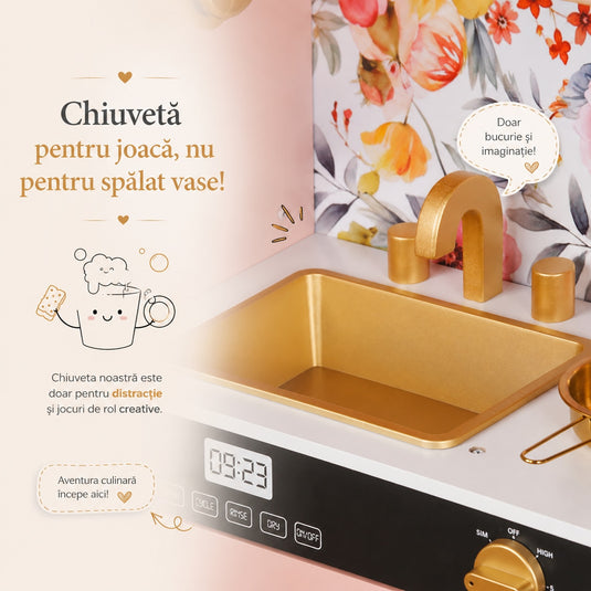 Bucătărie roz cu lumini LED și telefon