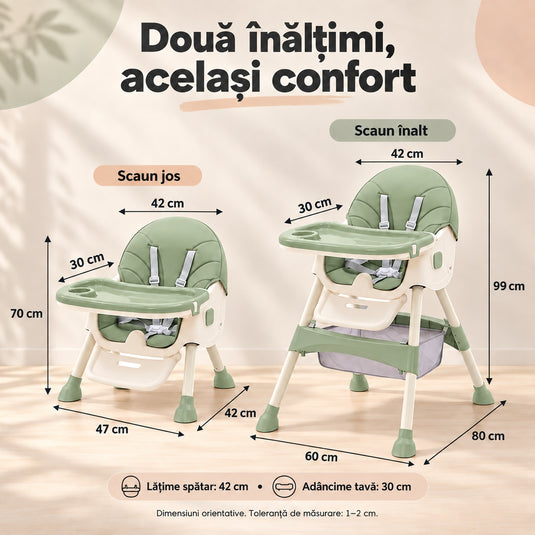 Scaun de masă cu balansoar verde KinderVibe