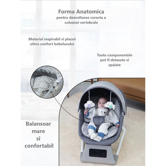Balansoar electric gri 3D Motion BabyHug