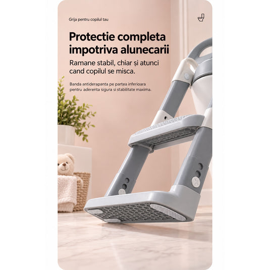 Reductor toaletă cu scăriță gri KiddoMAX