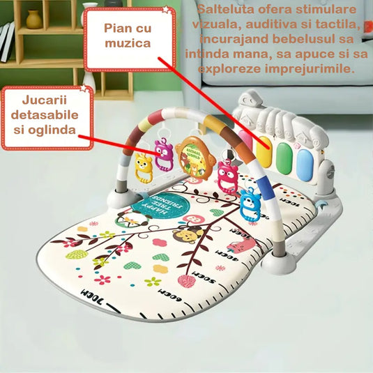 Salteluță BambinoGym albă cu pian