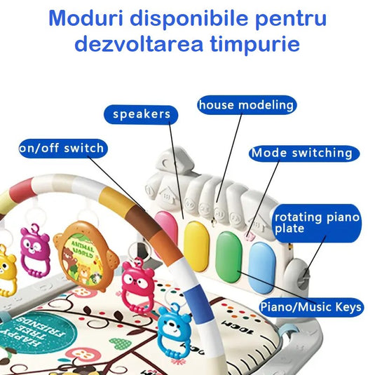 Salteluță BambinoGym albă cu pian