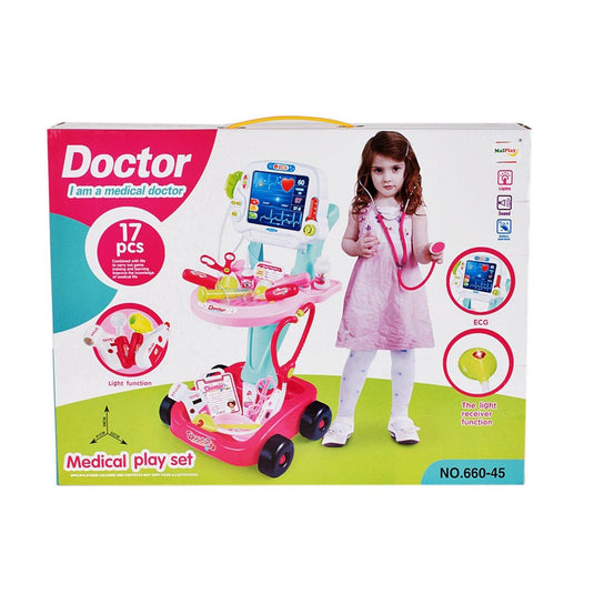 Trusă medicală de jucărie cu cărucior