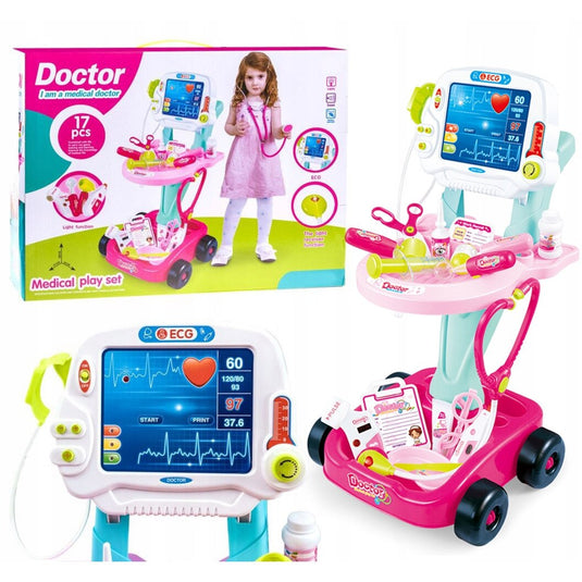 Trusă medicală de jucărie cu cărucior