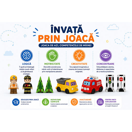 Pistă magnetică cu mașinuțe Orbit, 28 de piese
