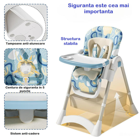 Scaun de masă pliabil albastru KinderVibe