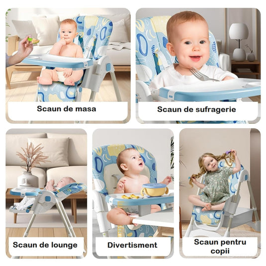 Scaun de masă pliabil albastru KinderVibe