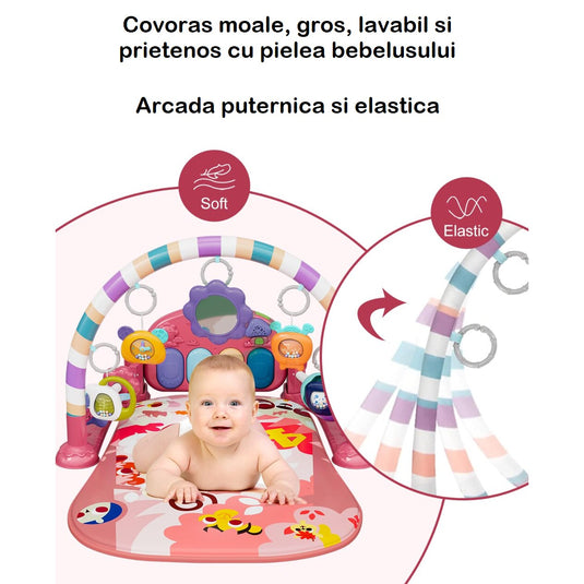 Salteluță cu pian roz KinderVibe