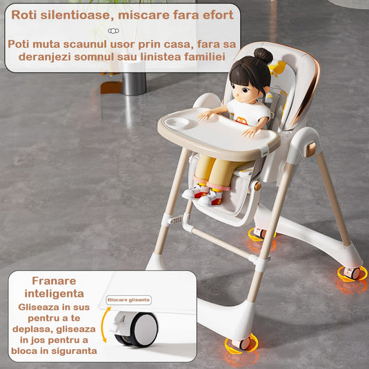 Scaun de masă 3 în 1 BabyBoo cu balansoar