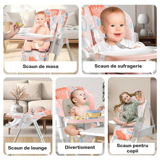 Scaun de masă pliabil roz KinderVibe