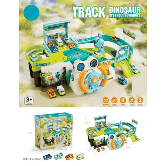 Pistă de mașinuțe DinoTrack cu parcare