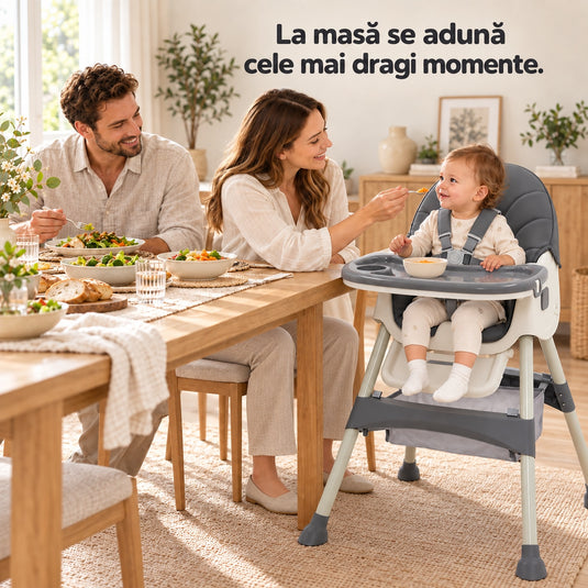 Scaun de masă cu balansoar gri KinderVibe