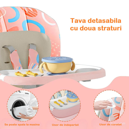 Scaun de masă pliabil roz KinderVibe