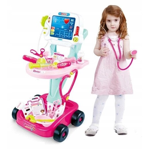 Trusă medicală de jucărie cu cărucior