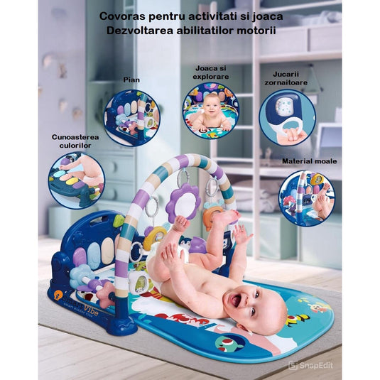 Salteluță cu pian albastră KinderVibe