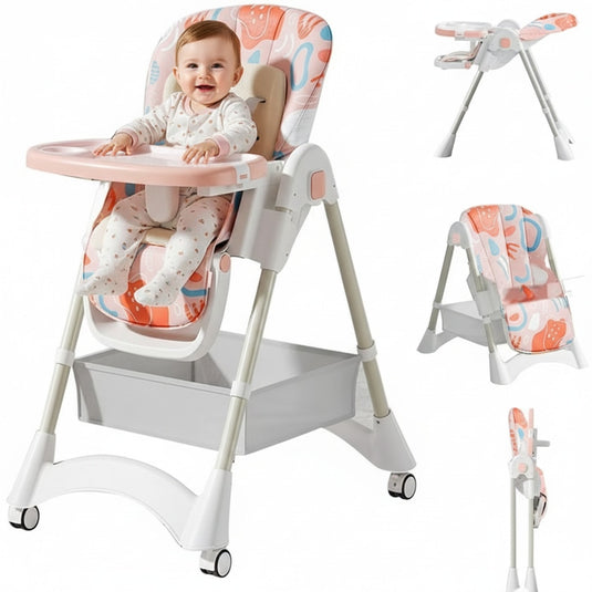 Scaun de masă pliabil roz KinderVibe
